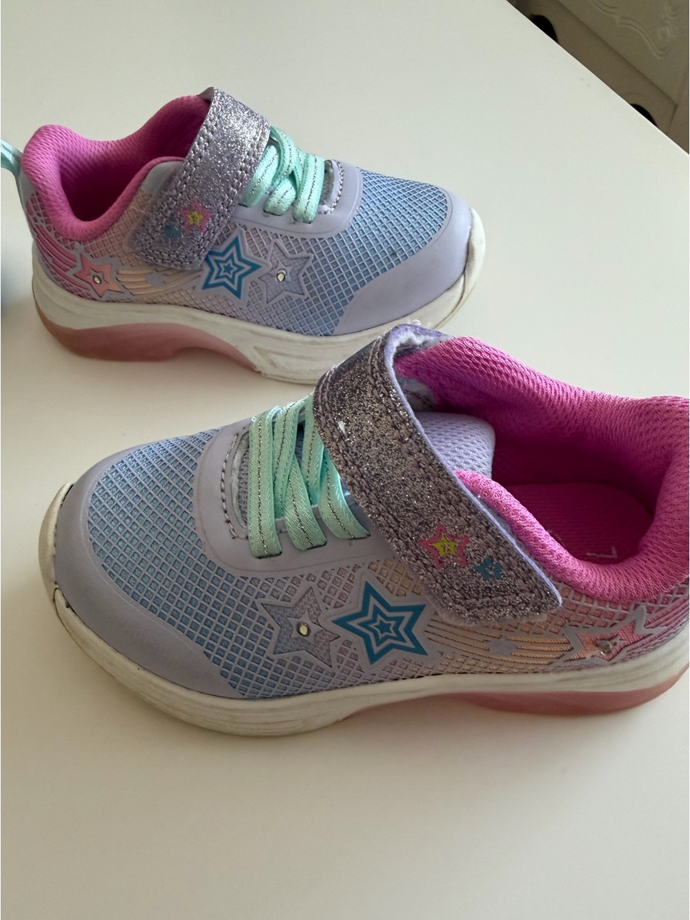 Toddler Girl 7 Light Up Stars-Pastels, Pink Shoes
